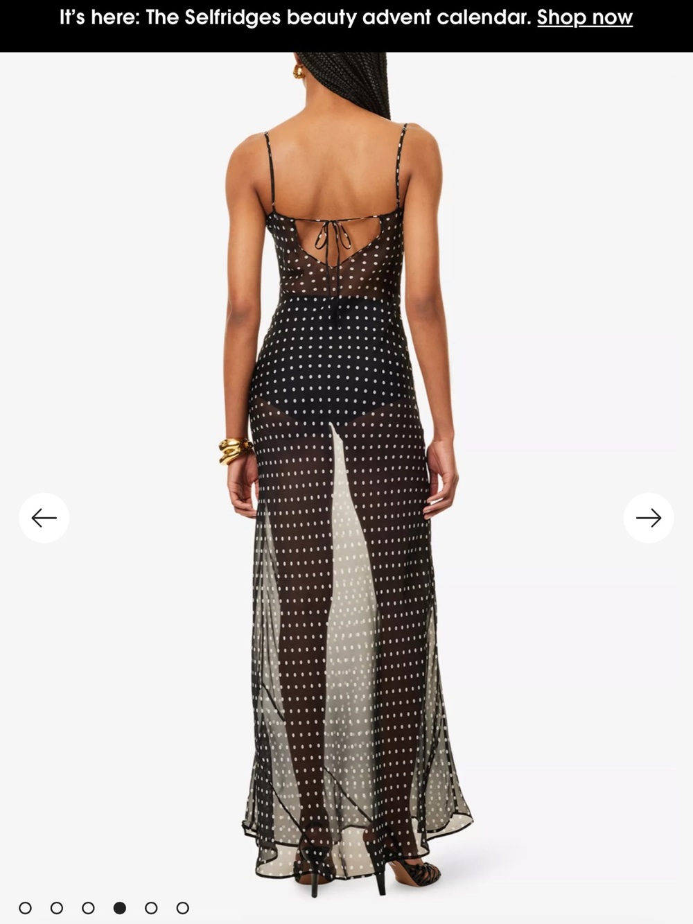 Ray & Boa Black Polka Dot Sheer Slip Maxi Dress - Picture 3 of 4